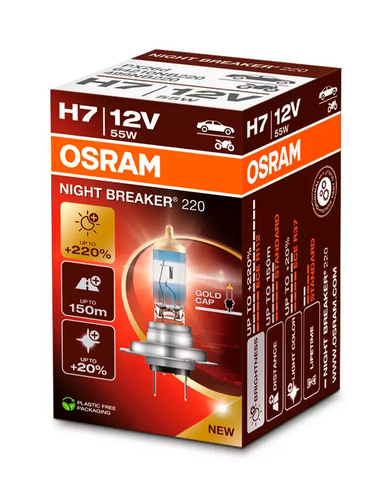 12V Night Breaker 220 - H7 - 55W - PX26d - 1 pz - Sfuso - immagine 2
