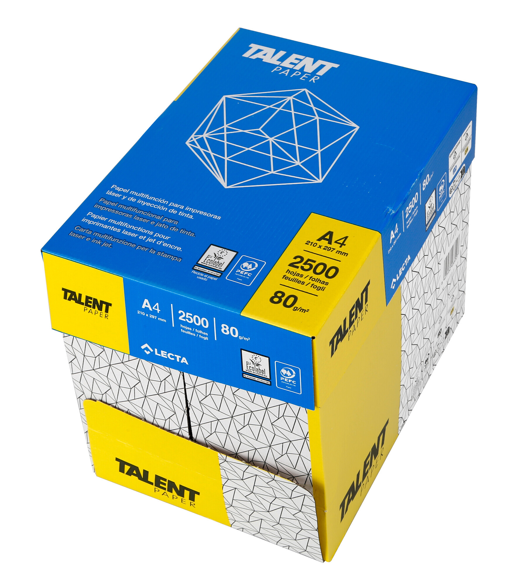 Carta per stampe e fotocopie, 80 gr, A4 (210x297 mm) - 5 risme da 500 fogli