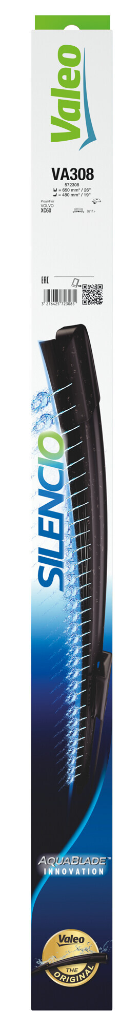 Silencio Aquablade, spazzole tergicristallo - VA308 - 650 + 480 mm - 2 pz