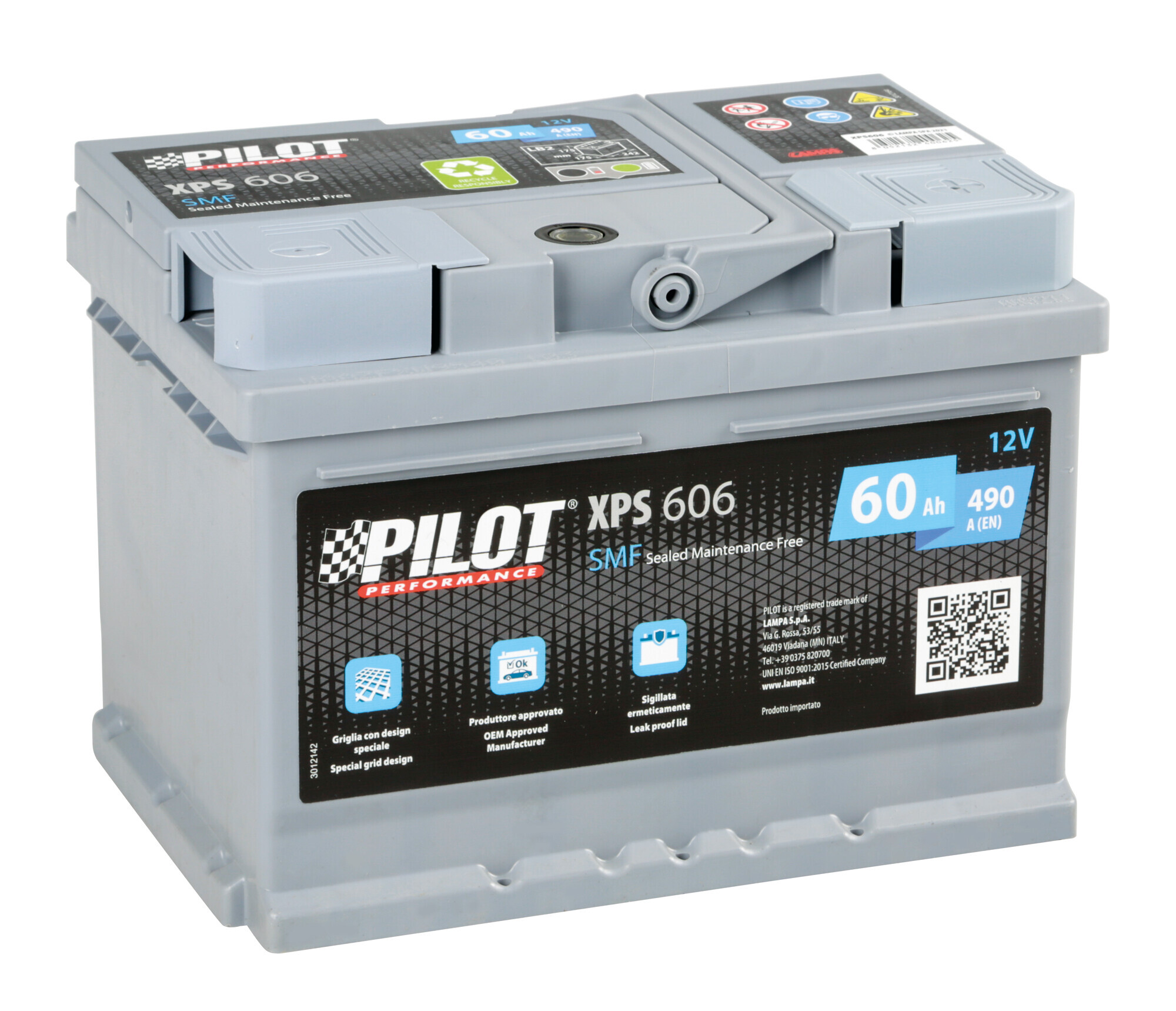 Batteria 12V - Pilot SMF - 60 Ah - 490 A - LB2