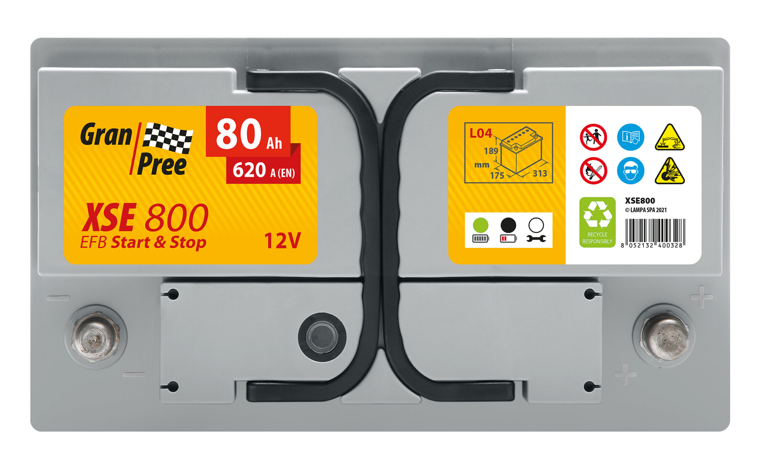 Batteria 12V - Gran Pree Start-Stop EFB - 80 Ah - 620 A - L4 - immagine 2