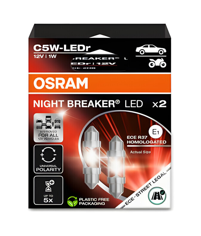 12V Night Breaker Led - C5W - 1W - SV8,5-8 - 2 pz - Scatola 2 12V Night Breaker Led - C5W - 1W - SV8,5-8 - 2 pz - Scatola - immagine 2