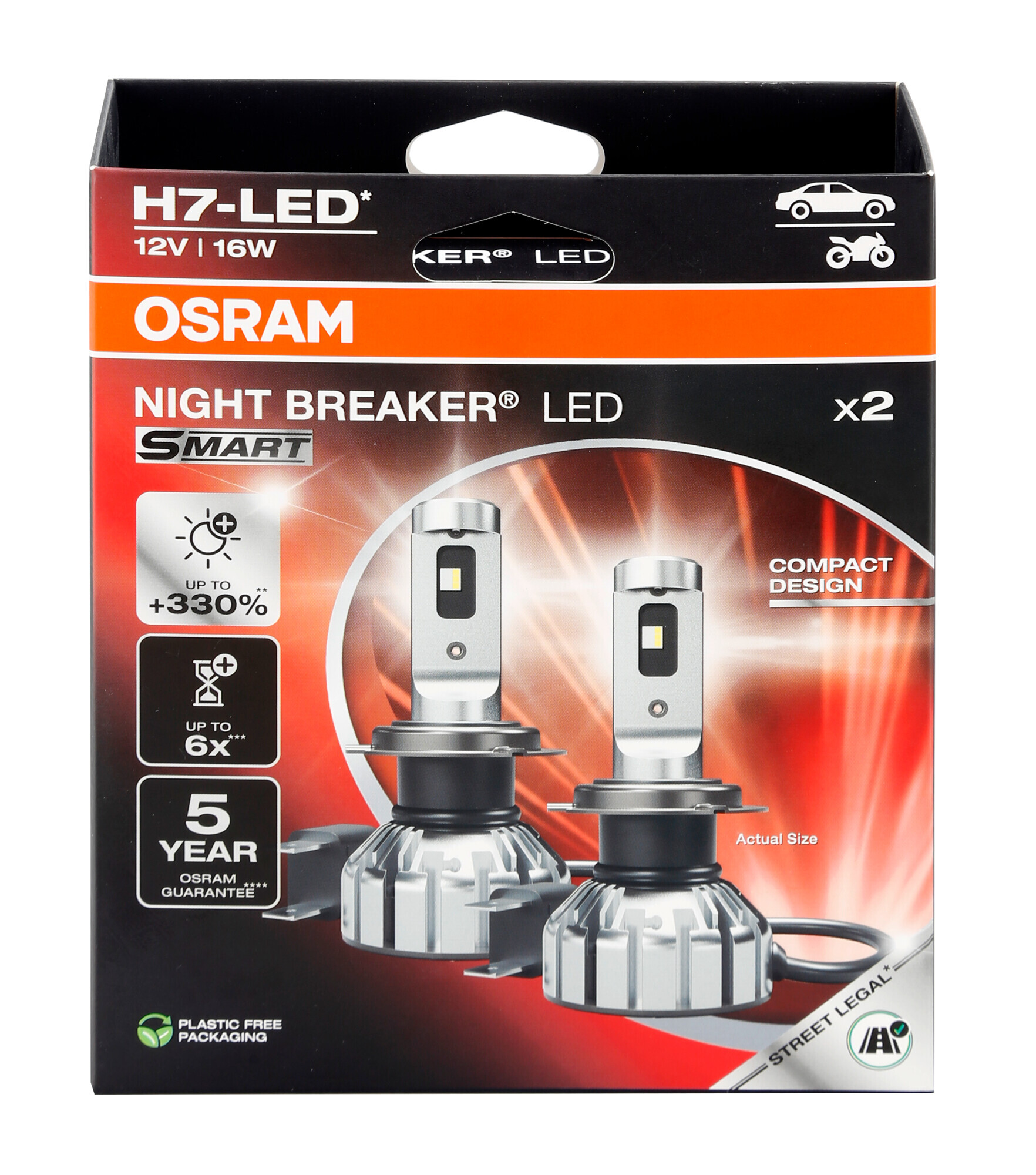 12V Night Breaker Led Smart - H7 - 16W - PX26d - 2 pz - Scatola 2 12V Night Breaker Led Smart - H7 - 16W - PX26d - 2 pz - Scatola - immagine 2