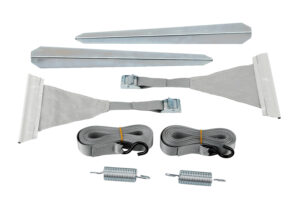 Set di cinghie anti-tormenta per tendalini a cassetta dotati di canalina