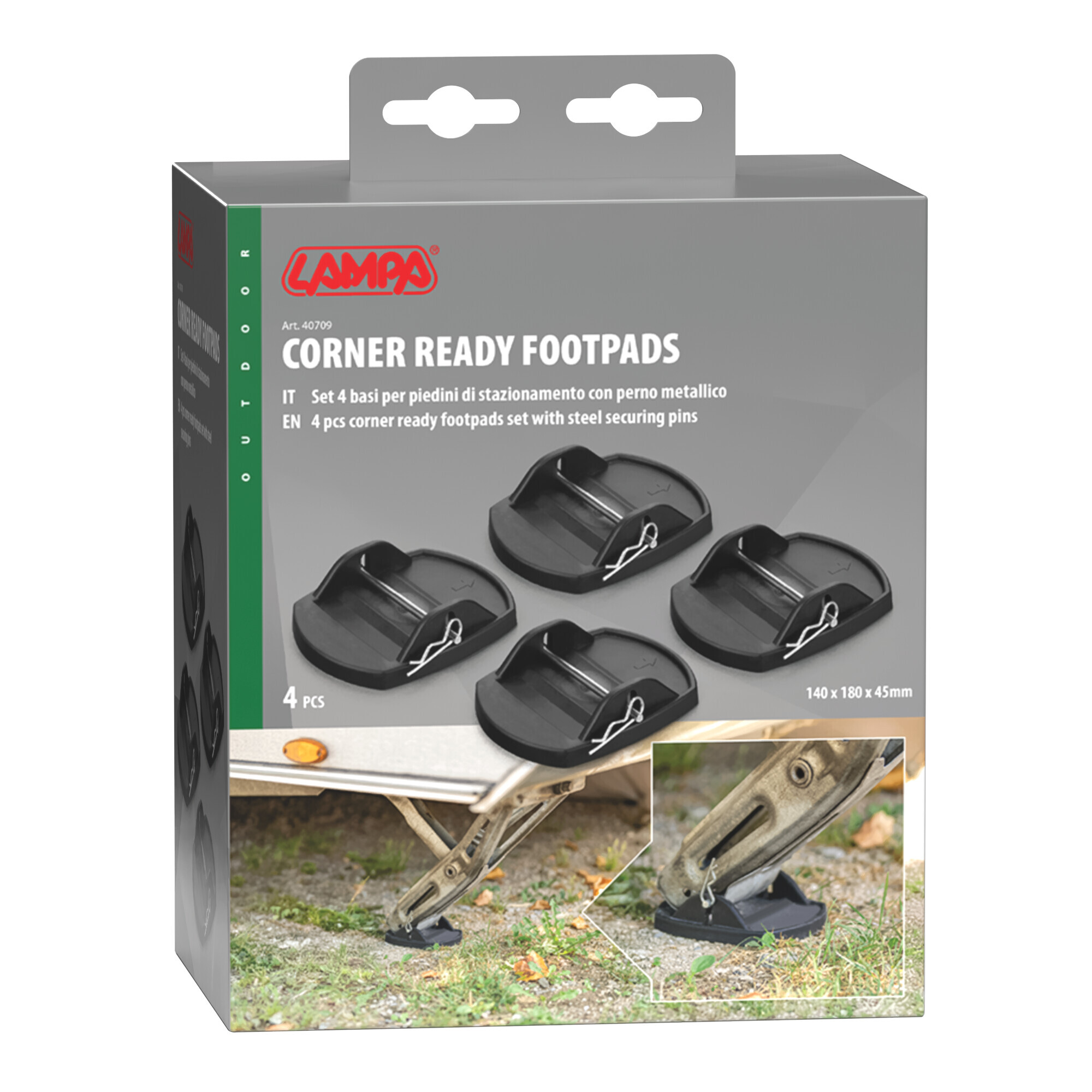 Basi per piedini di stazionamento con perno metallico, set 4 pz 2 Basi per piedini di stazionamento con perno metallico, set 4 pz - immagine 2