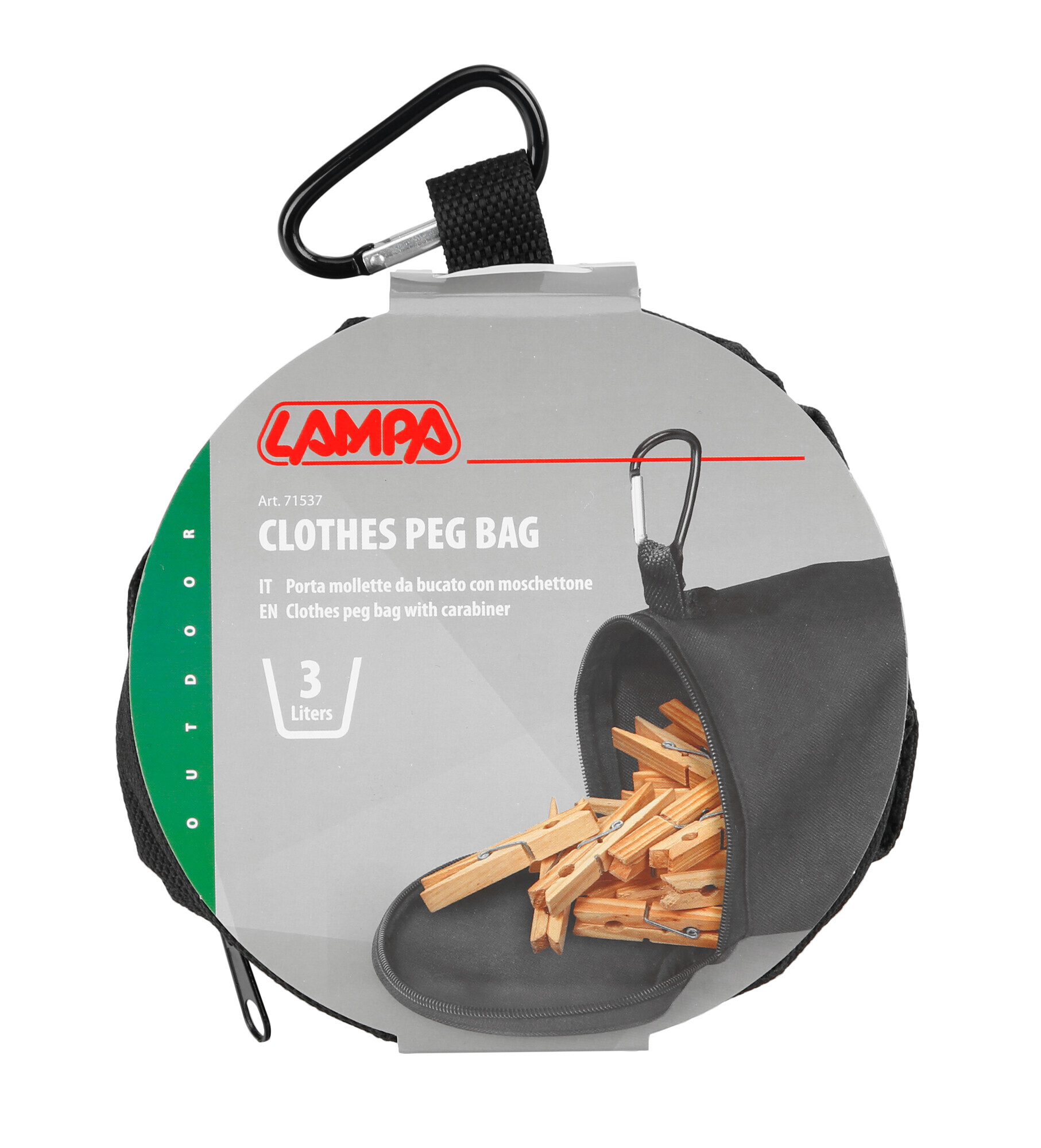 Porta mollette da bucato con moschettone - 3 L 2 Porta mollette da bucato con moschettone - 3 L - immagine 2