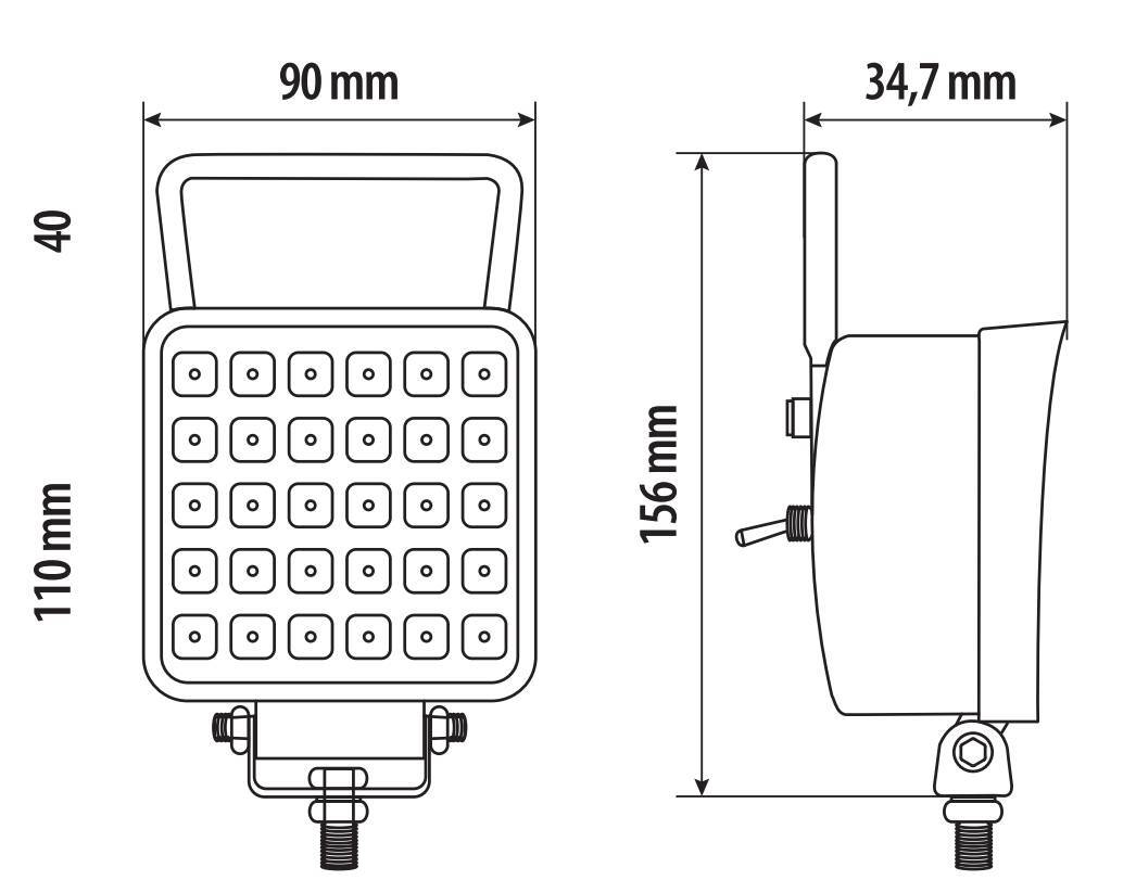 WL-28, faro ausiliario a 16 Led - 12/24V - Bianco 6 WL-28, faro ausiliario a 16 Led - 12/24V - Bianco - immagine 6