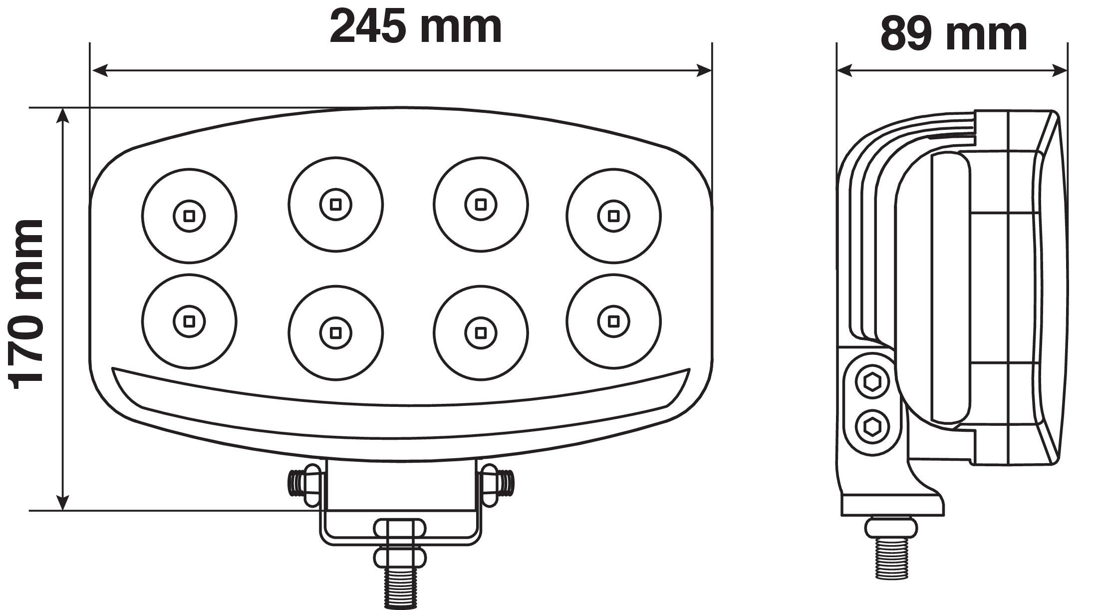 Pluton Nix, faro di profondità LED con luce di posizione - 12/24V - 245x140 mm 9 Pluton Nix, faro di profondità LED con luce di posizione - 12/24V - 245x140 mm - immagine 9