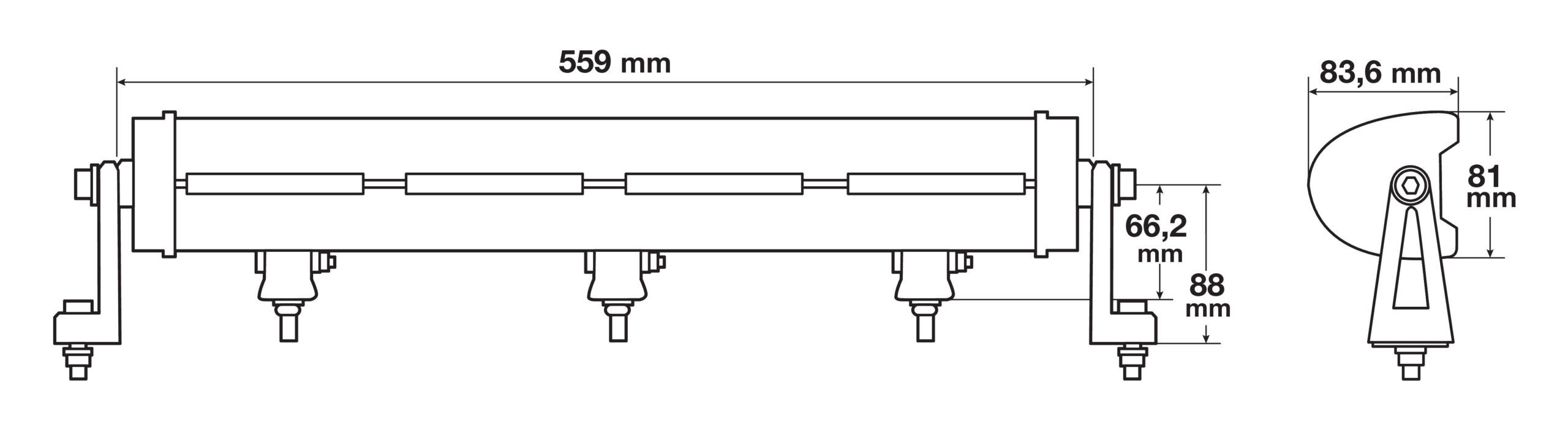Pluton Total White, barra a Led 2 funzioni - 12/24V - 559x81 mm 6 Pluton Total White, barra a Led 2 funzioni - 12/24V - 559x81 mm - immagine 6