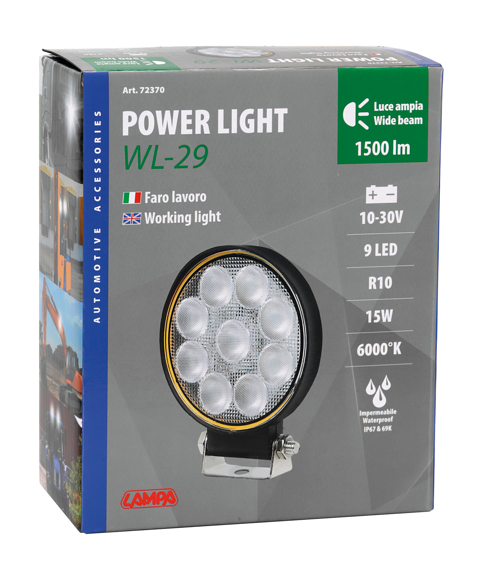 WL-29, faro ausiliario a 9 Led - 12/24V - Bianco 5 WL-29, faro ausiliario a 9 Led - 12/24V - Bianco - immagine 5
