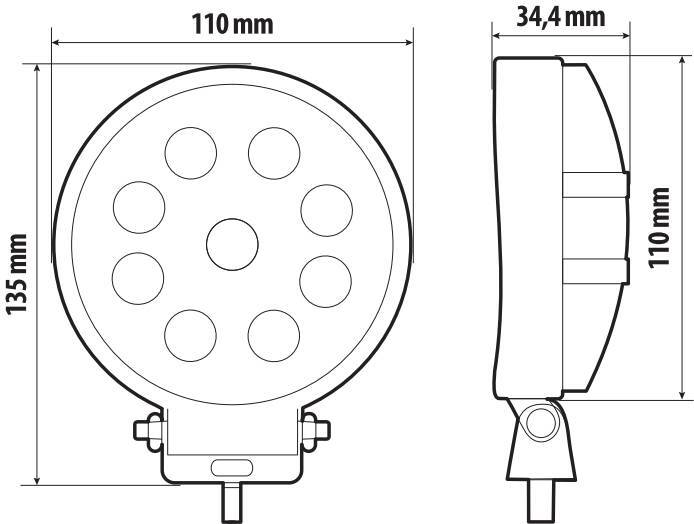 WL-29, faro ausiliario a 9 Led - 12/24V - Bianco 6 WL-29, faro ausiliario a 9 Led - 12/24V - Bianco - immagine 6