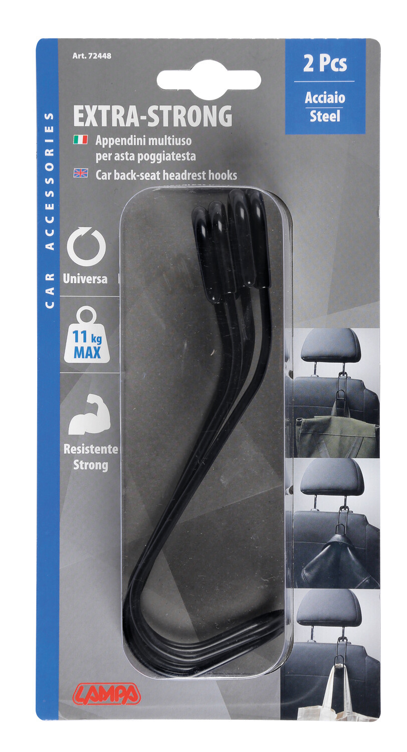 Extra-Strong, appendini multiuso per poggiatesta, 2 pz 3 Extra-Strong, appendini multiuso per poggiatesta, 2 pz - immagine 3