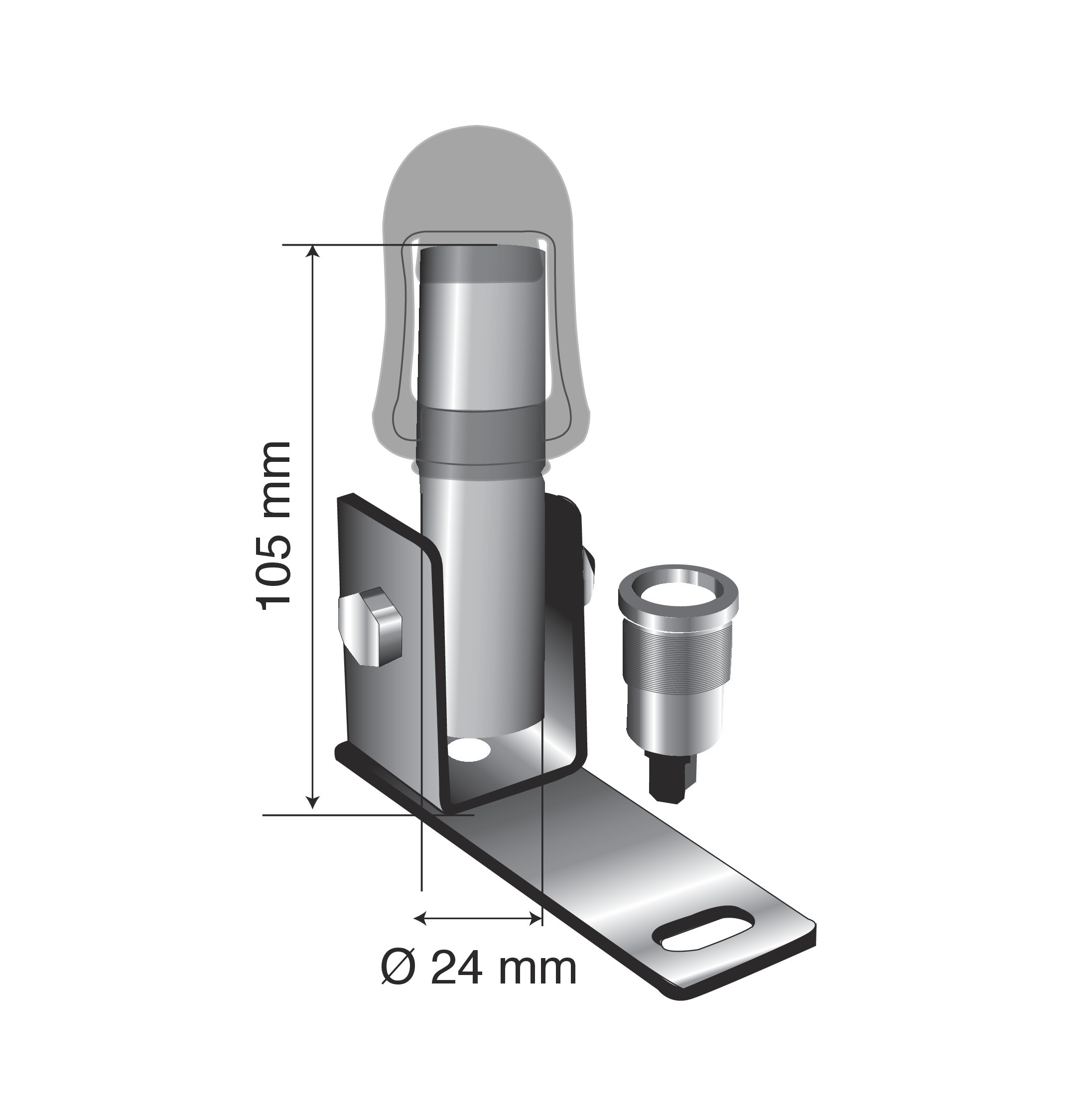 Fix-6, Staffa con perno e spinotto DIN per luce di segnalazione, attacco tubolare 3 Fix-6, Staffa con perno e spinotto DIN per luce di segnalazione, attacco tubolare - immagine 3