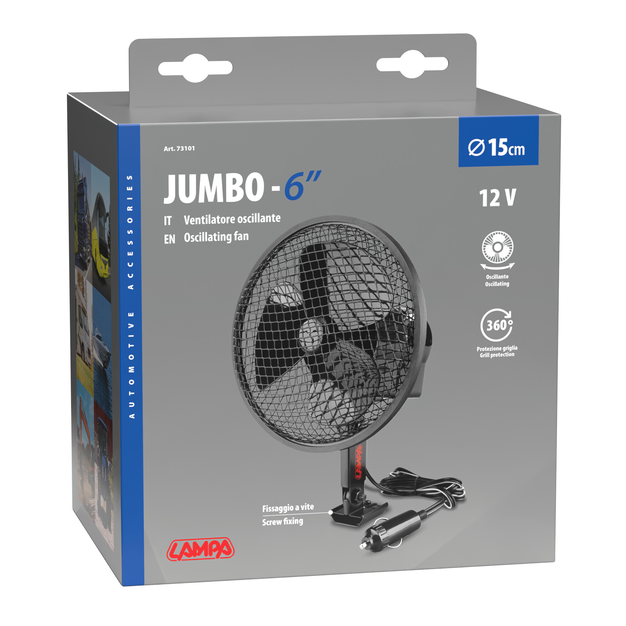 Jumbo ventilatore oscillante Ø 6” - 12V 2 Jumbo ventilatore oscillante Ø 6” - 12V - immagine 2