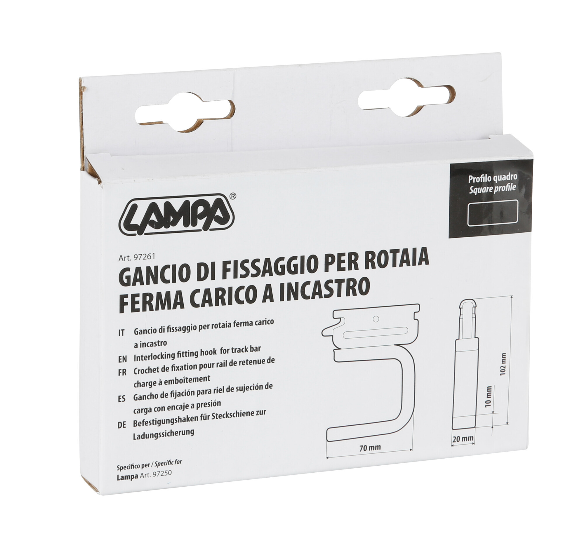 Gancio di fissaggio per rotaia ferma carico a incastro - Profilo quadro 3 Gancio di fissaggio per rotaia ferma carico a incastro - Profilo quadro - immagine 3