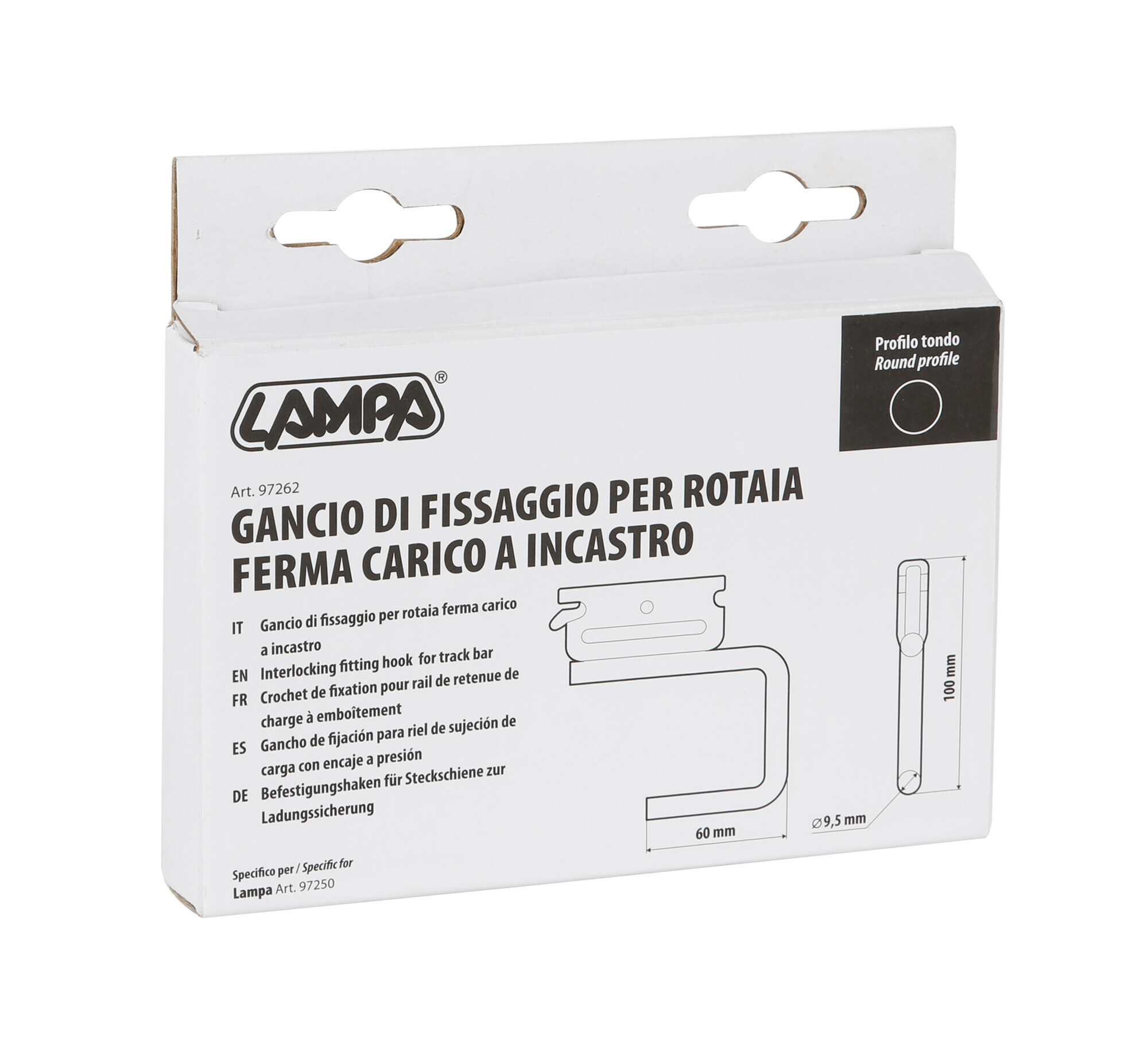 Gancio di fissaggio per rotaia ferma carico a incastro - Profilo tondo 3 Gancio di fissaggio per rotaia ferma carico a incastro - Profilo tondo - immagine 3