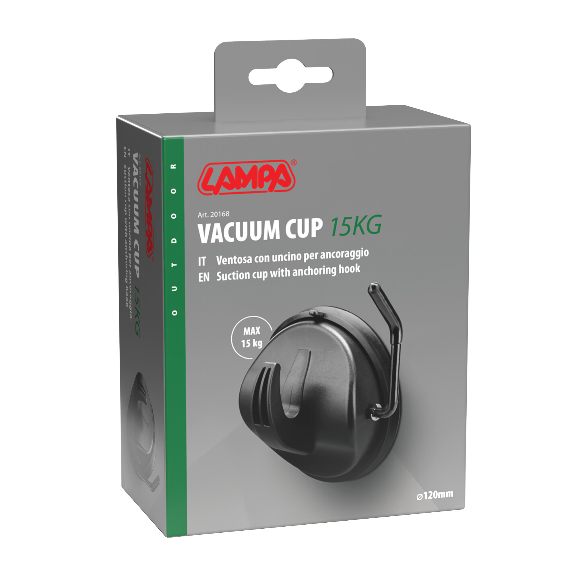 Ventosa con uncino per ancoraggio - Ø 120 mm - 15 kg 2 Ventosa con uncino per ancoraggio - Ø 120 mm - 15 kg - immagine 2